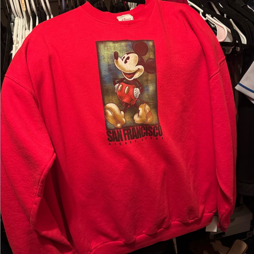 Disney Vintage Red San Francisco Mickey Mouse Crewneck Sweater